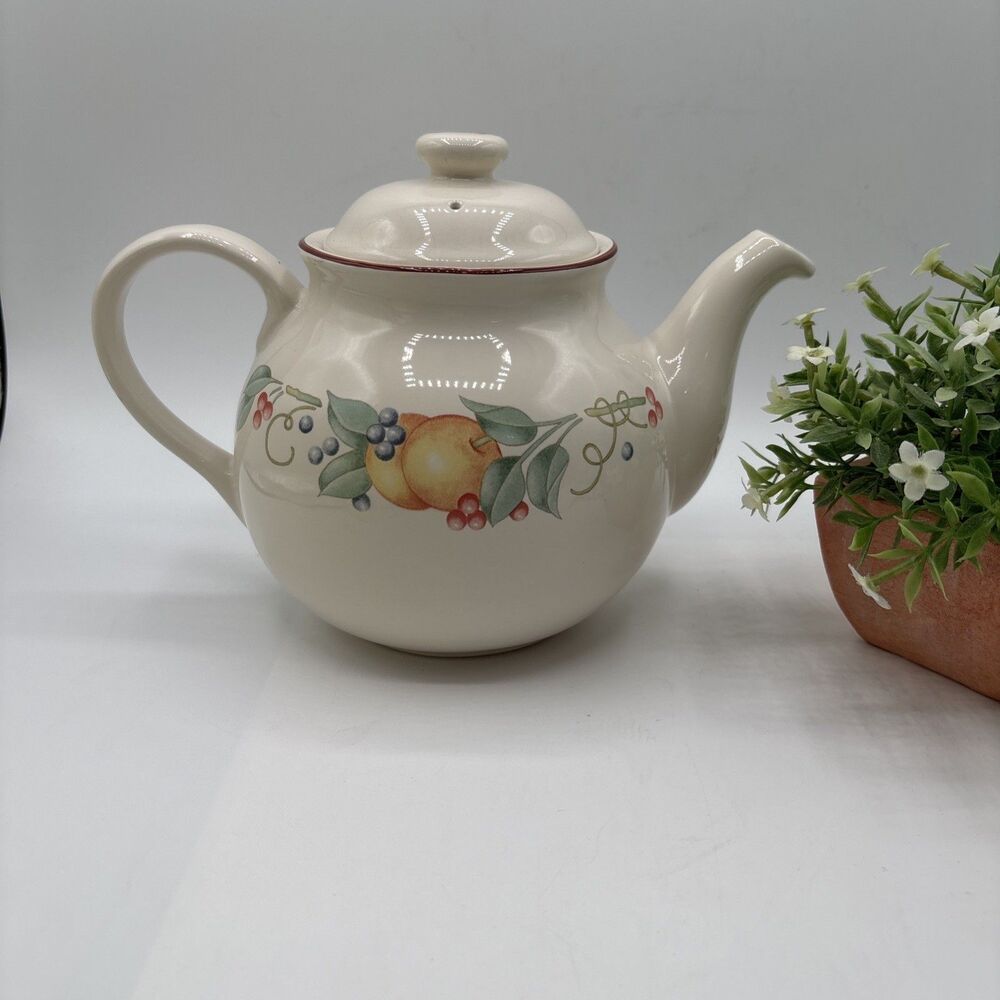 Corelle Coordinates Stoneware Abundance Teapot with fruit design